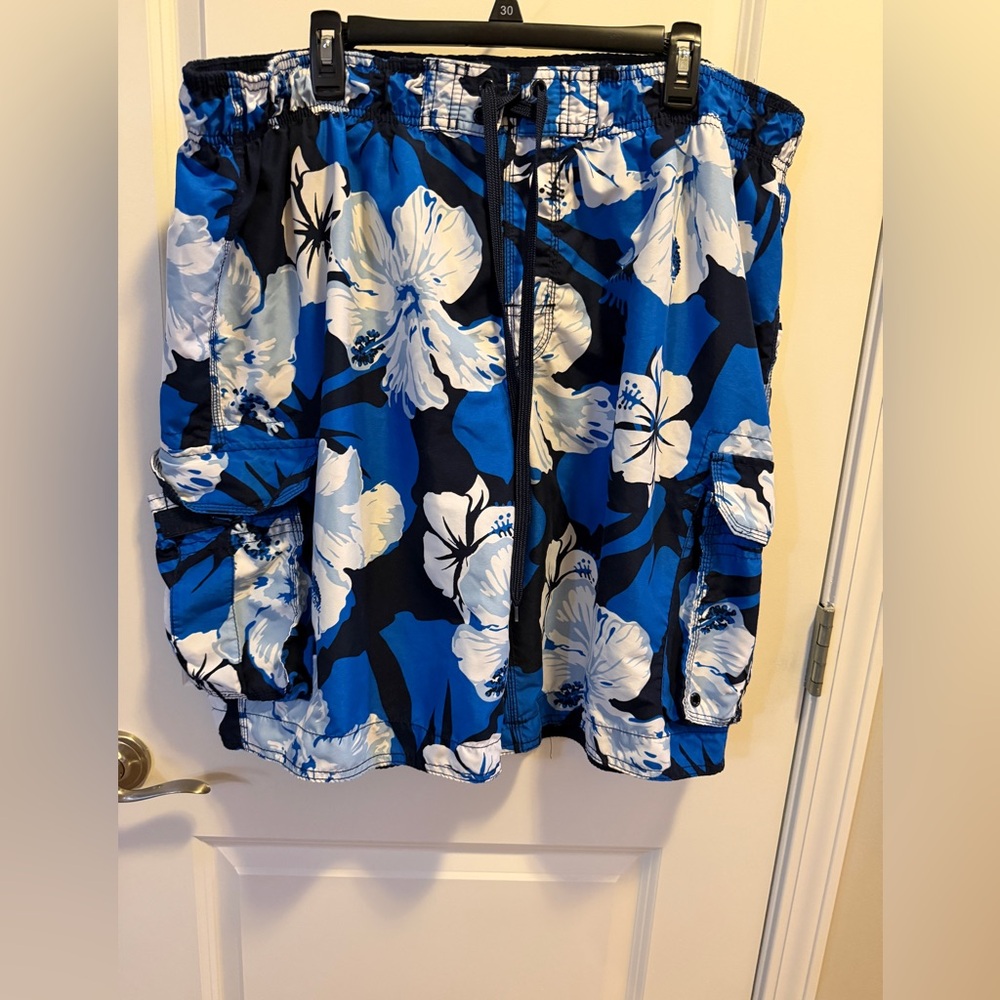 Arizona Jean Company Blue and White Floral Swim Shorts
